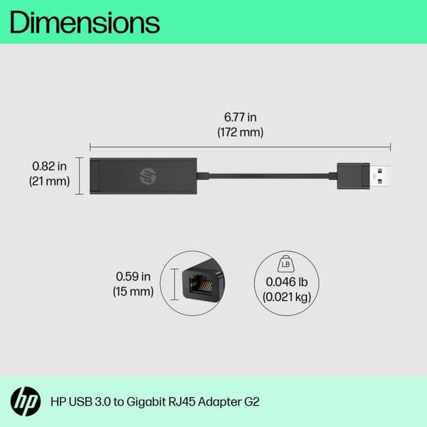 USB 2.0 til RJ45-netværksadapter HP 4Z7Z7AA Sort