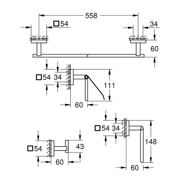 Hane med blandingsbatteri Grohe Metal