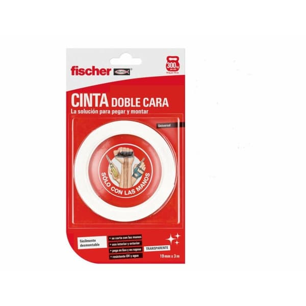 Dobbeltsidet Tape Fischer 3 m x 19 mm Hvid