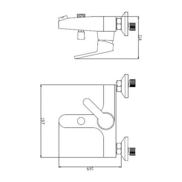 Hane med blandingsbatteri Rousseau Rousseau Metal Kobber 15 cm