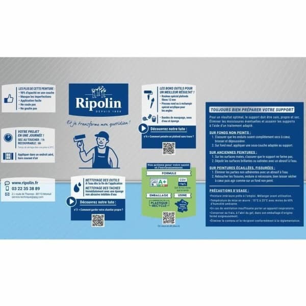 Måla Ripolin Vit Matt 750 ml 4 L 10 L