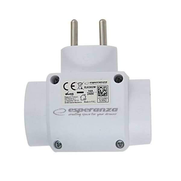 Plugg adapter Esperanza ELK302W 3 Plug