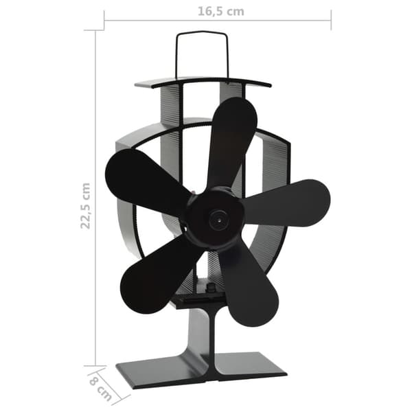 vidaXL Kaminfläkt 5 blad svart -  Fläktar och blästrar till vedspisar