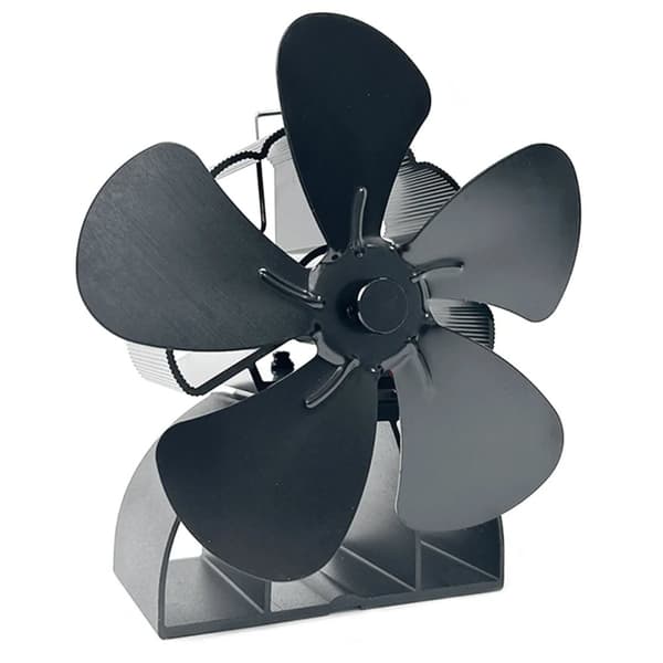 Varme-drevet pejsvifte, 5 blade, hviskende stille drift,Sort