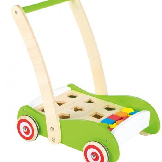 Lelin Toys - Push/Pull Trolley Shapes Junior Wood Grön 3-Part
