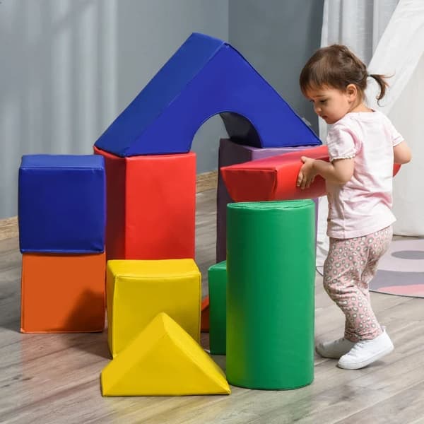 Rootzin suuret lelupalikat lapsille - Rakennuspalikat - 11-osainen setti - 1-3-vuotiaille lapsille - Vaahtomuovi - Värikäs - Monivärinen - 25cm x 25cm