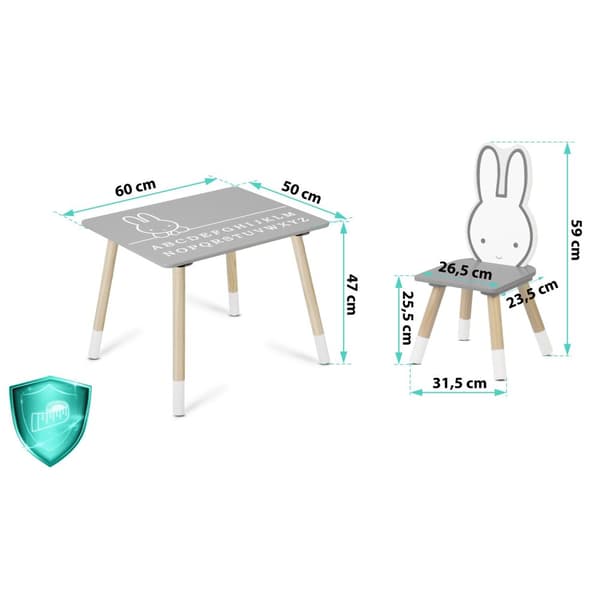 Ricokids RC-847 Bunny lasten pöytä kahdella tuolilla