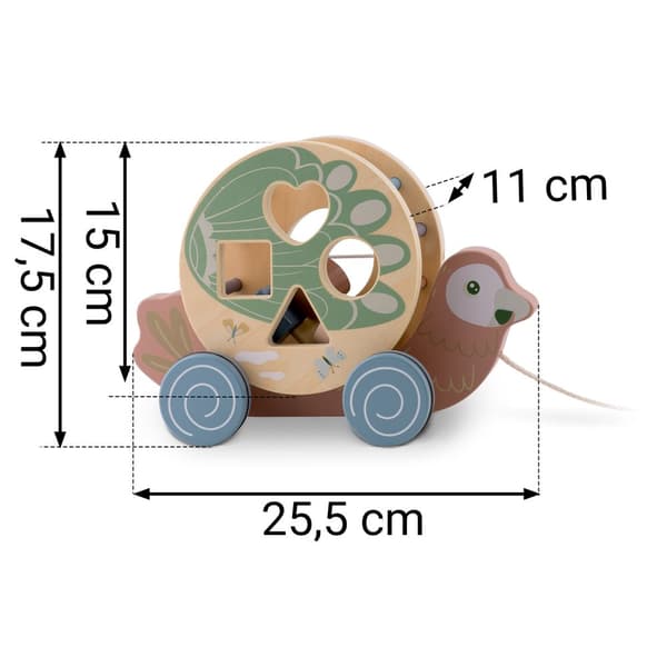 Trä Pull Toy Papegoja NK-854 Nukido