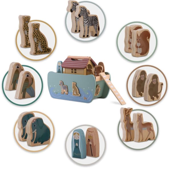 Noahs ark i træ med dyr NK-862 Nukido