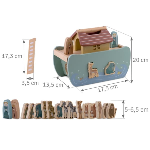 Noahs ark i træ med dyr NK-862 Nukido