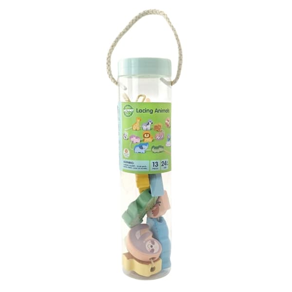 WOOPIE GREEN Trägängklossar Sammanflätade ZOO Montessori 13 st
