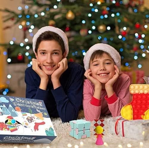 Joulun adventtikalenteri, Fidget-lelusarja, 24 päivän lähtölaskenta lahja lapsille, yllätysjoululahjat pojille ja tytöille