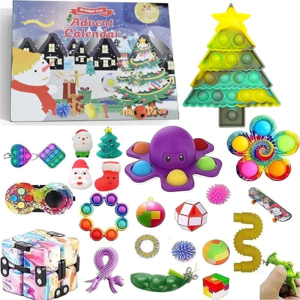 Joulun adventtikalenteri, Fidget-lelusarja, 24 päivän lähtölaskenta lahja lapsille, yllätysjoululahjat pojille ja tytöille