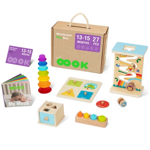 TOOKY TOY Box XXL Montessori Pædagogisk Æske 6 i 1 Sensorisk 13-15 Måneder