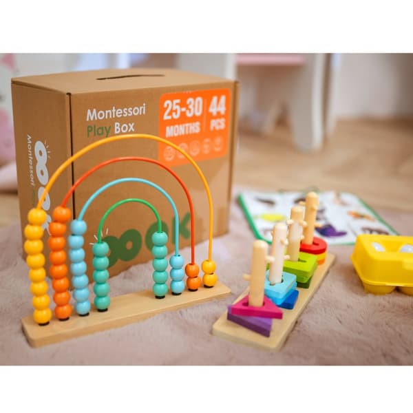 TOOKY TOY Låda XXL Montessori Pedagogisk Låda 7 i 1 Sensorisk 25-30 Månader