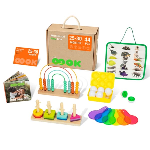 TOOKY TOY Låda XXL Montessori Pedagogisk Låda 7 i 1 Sensorisk 25-30 Månader