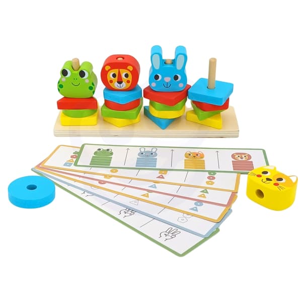 WOOPIE GREEN Montessori palapeli pyramidieläimet 27 kpl. Polttoaineen lisäys