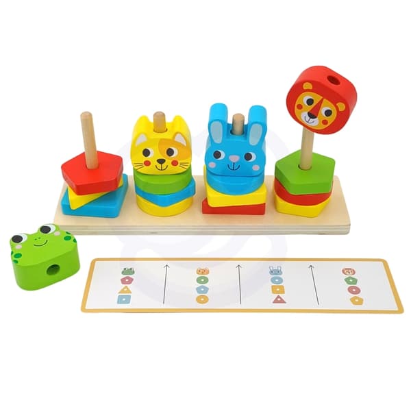 WOOPIE GREEN Montessori palapeli pyramidieläimet 27 kpl. Polttoaineen lisäys