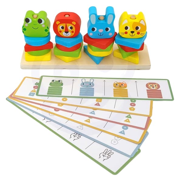 WOOPIE GREEN Montessori palapeli pyramidieläimet 27 kpl. Polttoaineen lisäys