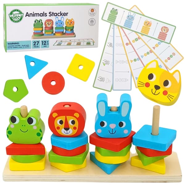 WOOPIE GREEN Montessori Pussel Pyramid Djur 27 st. FSC