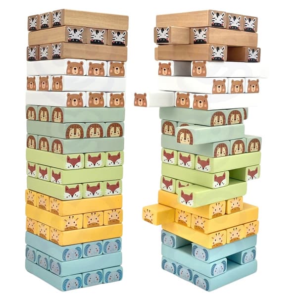 WOOPIE GREEN Skicklighetsspel Wobbling Tower Djur 82 st. FSC