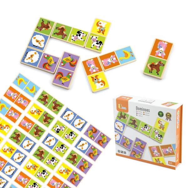 VIGA Pedagogisk Trä Domino Block Gårdsspel 28 st Montessori