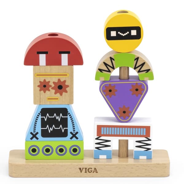 VIGA Robotpyramidpussel + Mönster 8 st.