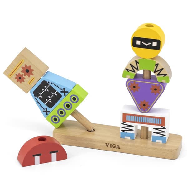 VIGA Robotpyramidpussel + Mönster 8 st.