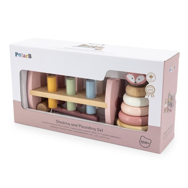 VIGA PolarB -setti puinen pyramidi + lävistys vasaralla Fox Montessori