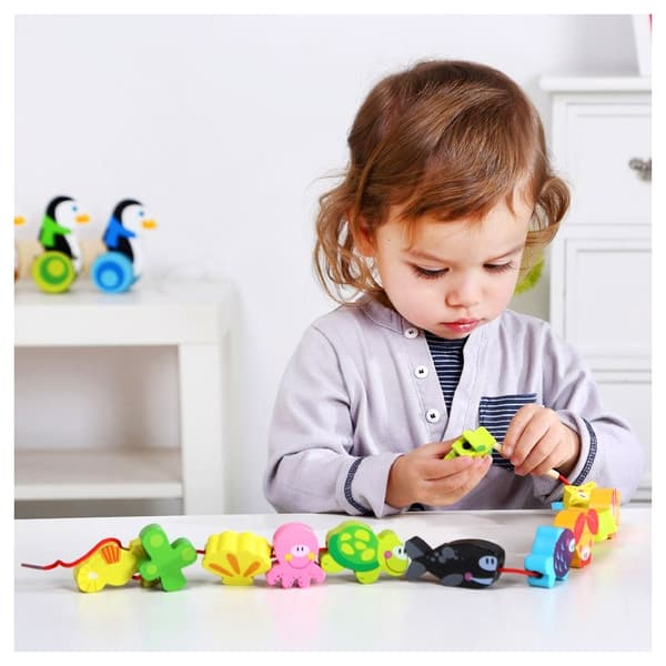 TOOKY TOY Träpärlor för Trädning – Havsdjur, 13 delar