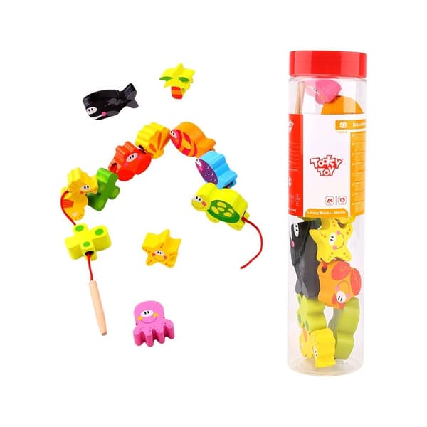 TOOKY TOY Puiset helmet puulle – Merieläimet, 13 osaa