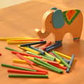 Miniatyrbillede 3 af 5: OBOSOE Elephant Balance Game – Pædagogisk trælegetøj med farvepinde og stablingsudfordring