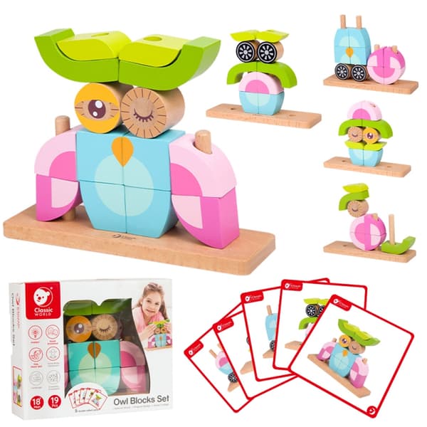 CLASSIC WORLD Kreativa Träklossar i 3D – Uggla (Rymdtema)