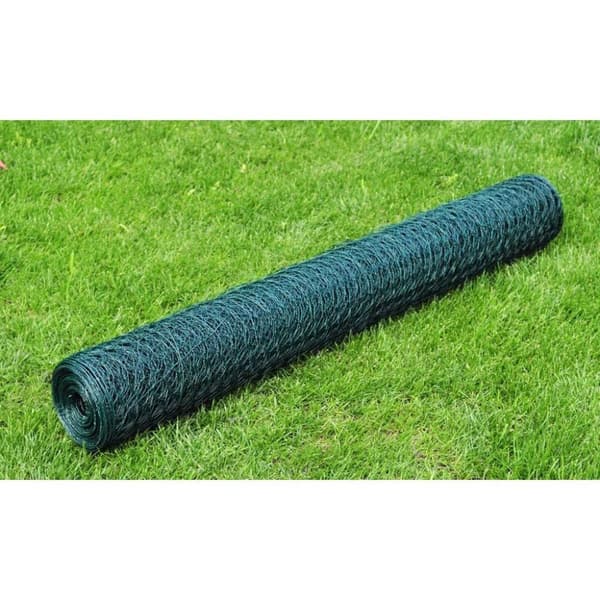 vidaXL Trådgjerde kylling galvanisert med PVC-belegg 25x1 m grønn