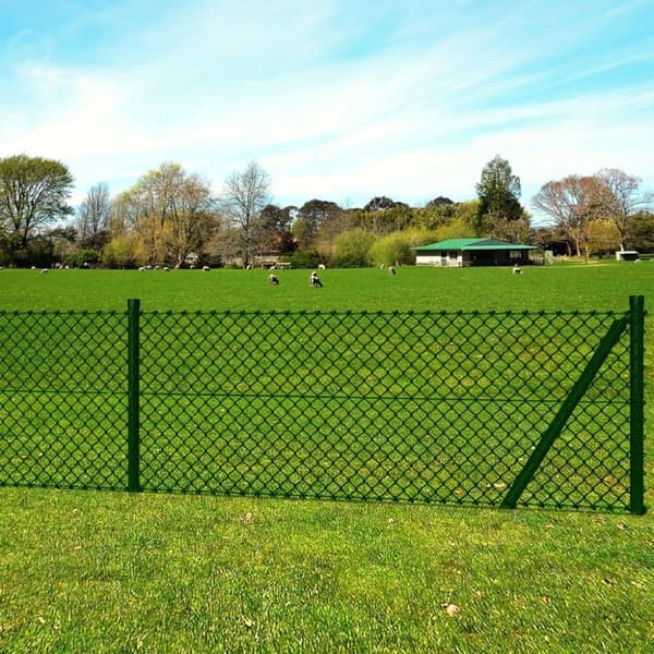 vidaXL Verkkoaita tolpilla piikeillä teräs 1,0x15 m