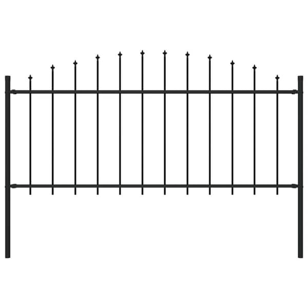 vidaXL Hagegjerde med spydtopp stål (0,5-0,75)x1,7 m svart