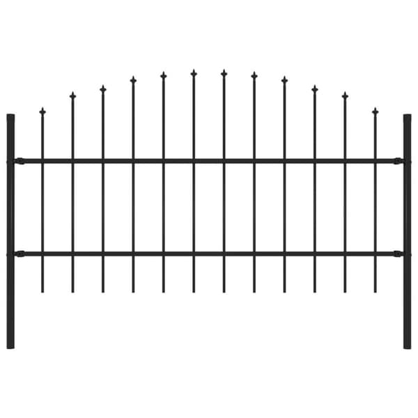 vidaXL Hagegjerde med spydtopp stål (0,75-1)x1,7 m svart
