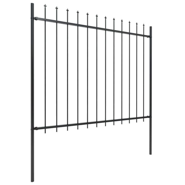 vidaXL Hagegjerde med spydtopp stål 11,9x1,5 m svart