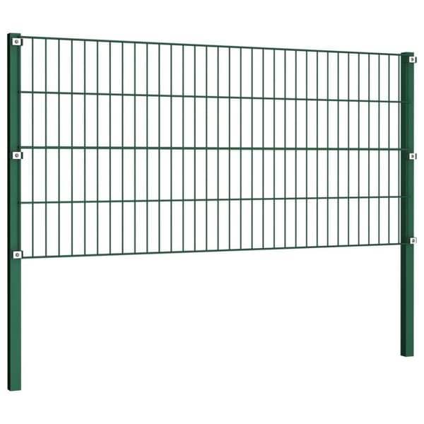 vidaXL Gjerdepanel med stolper jern 10,2x0,8 m grønn