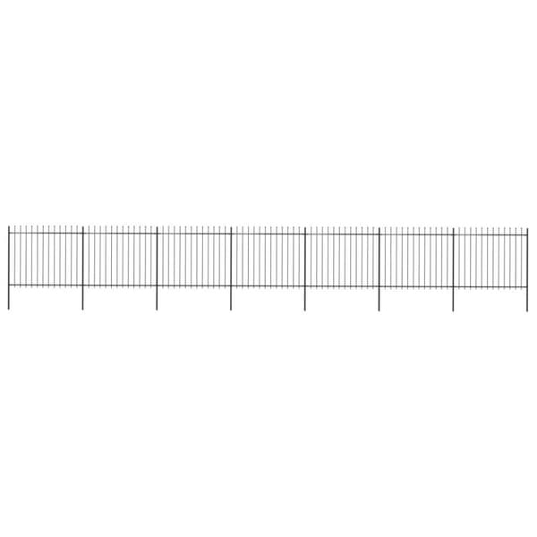 vidaXL havehegn med spydtop 11,9 x 1,5 m sort stål