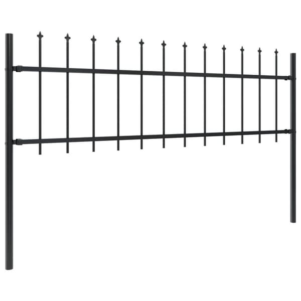 vidaXL havehegn med spydspids 17 x 0,6 m stål sort