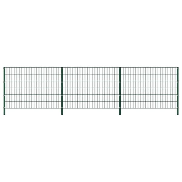 vidaXL hegnspaneler med stolper 5,1 x 1,2 m jern grøn