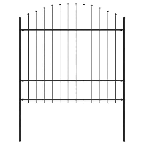 vidaXL Hagegjerde med spydtopp stål (1,5-1,75)x1,7 m svart
