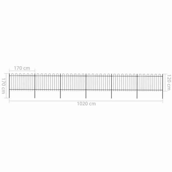 vidaXL Puutarha-aita kaarikärjillä 10,2x1,2 m teräs musta