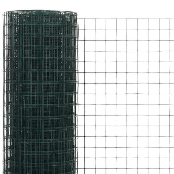 vidaXL Trådgjerde kylling stål med PVC-belegg 25x1,5 m grønn
