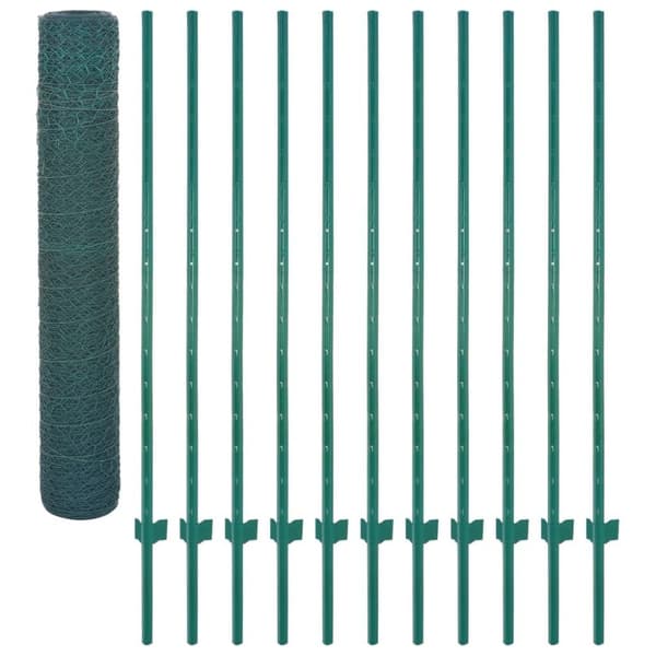 vidaXL Verkkoaita tolpilla teräs 25x1,5 m vihreä