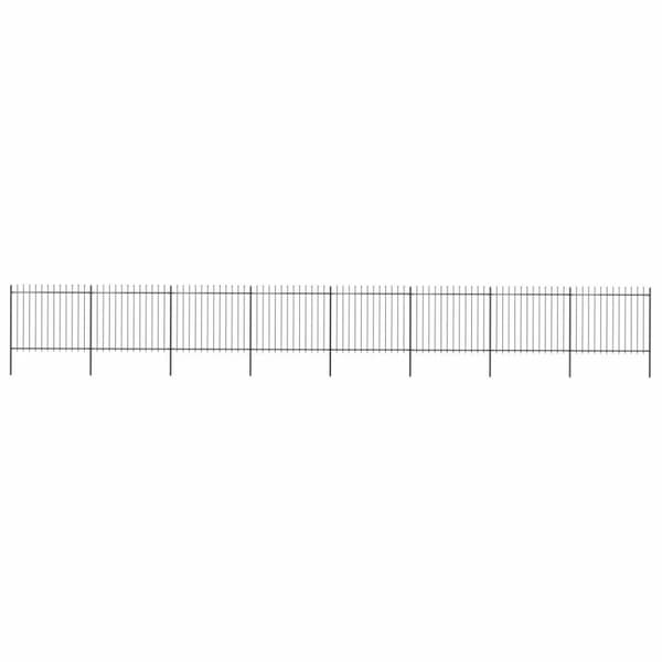 vidaXL Puutarha-aita keihäänkärjillä 13,6x1,5 m teräs musta