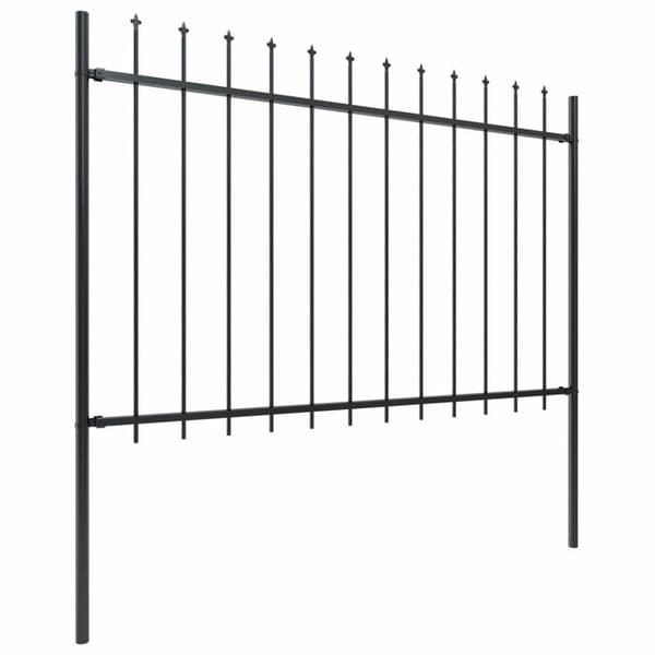 vidaXL havehegn med spydtop 5,1 x 1,2 m sort stål