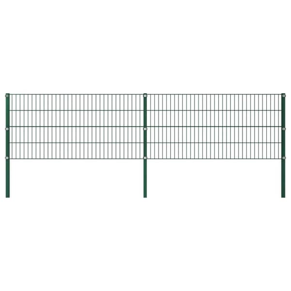 vidaXL Gjerdepanel med stolper jern 3,4x0,8 m grønn