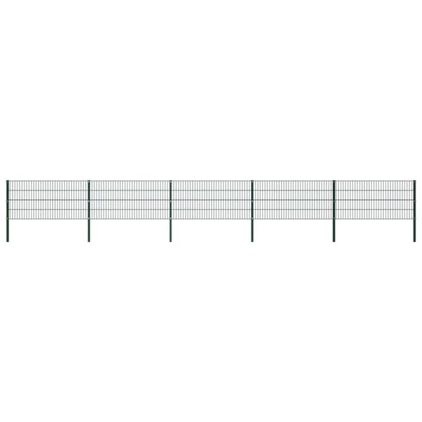 vidaXL Gjerdepanel med stolper jern 8,5x0,8 m grønn (5x144933)